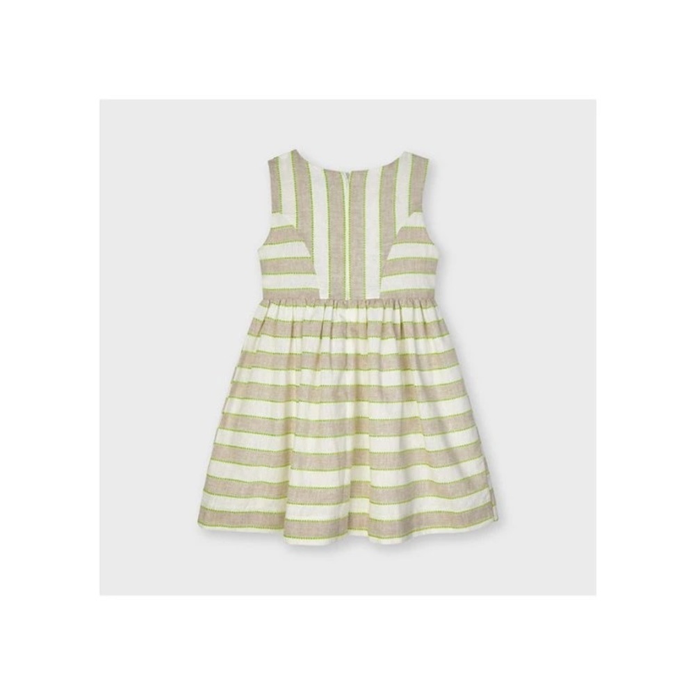 Size 8 Girls Mayoral Striped Dress in Cream and Tan